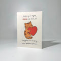Orange Heart Cat Romance Greeting Card