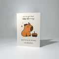Brown Cake Capybara Friendship Greeting Card