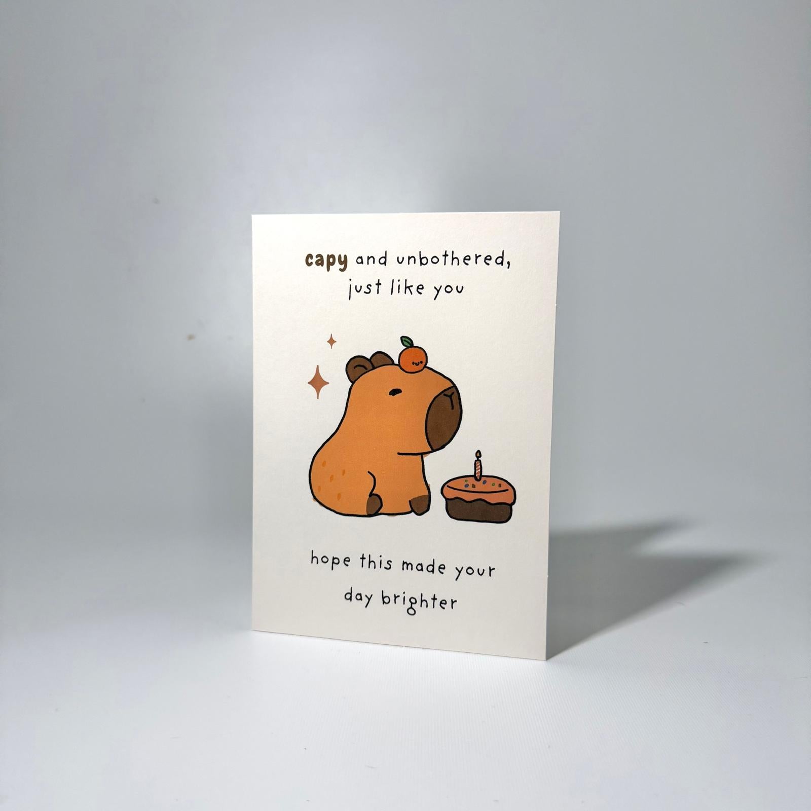 Brown Cake Capybara Just Because Greeting Card