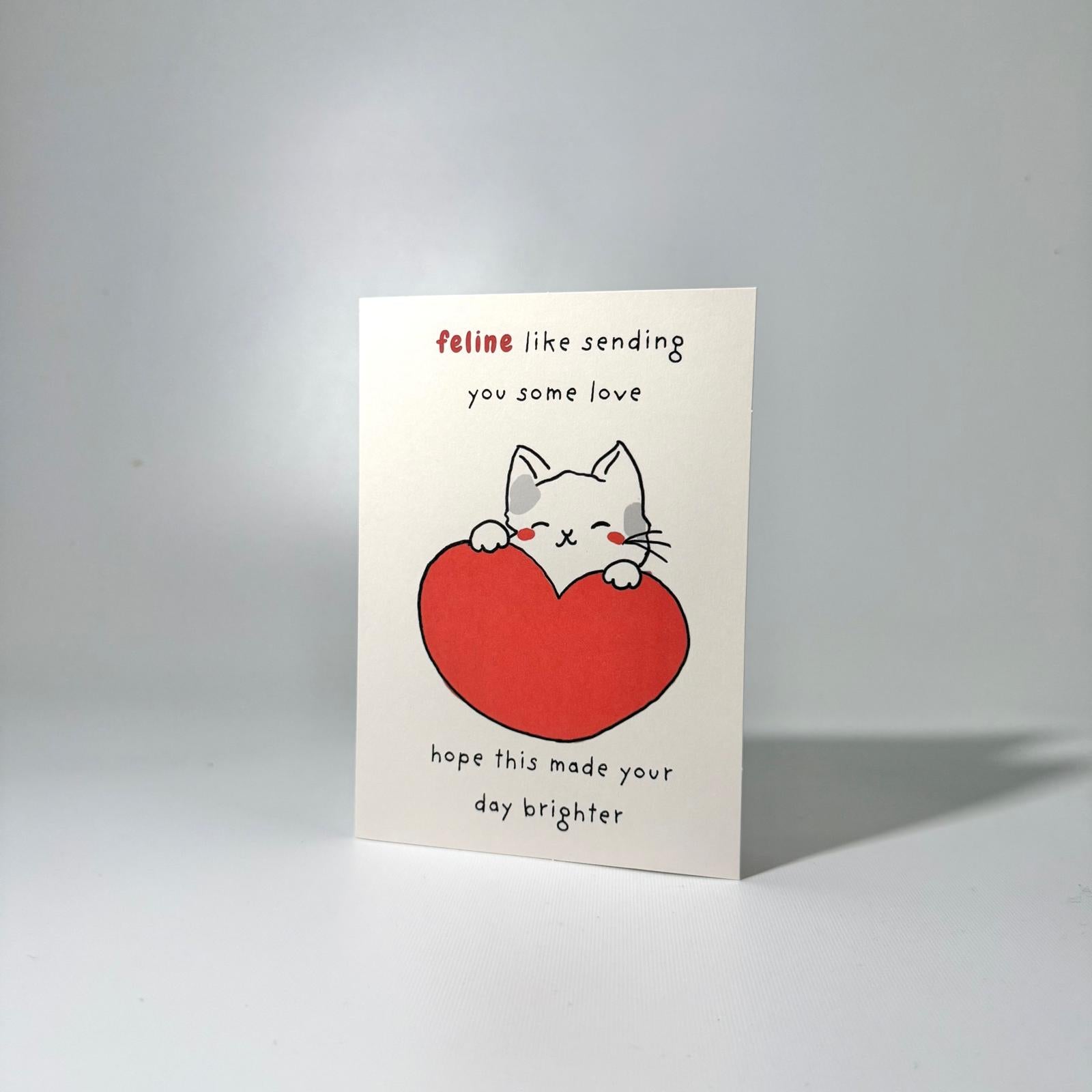 White Heart Cat Just Because Greeting Card