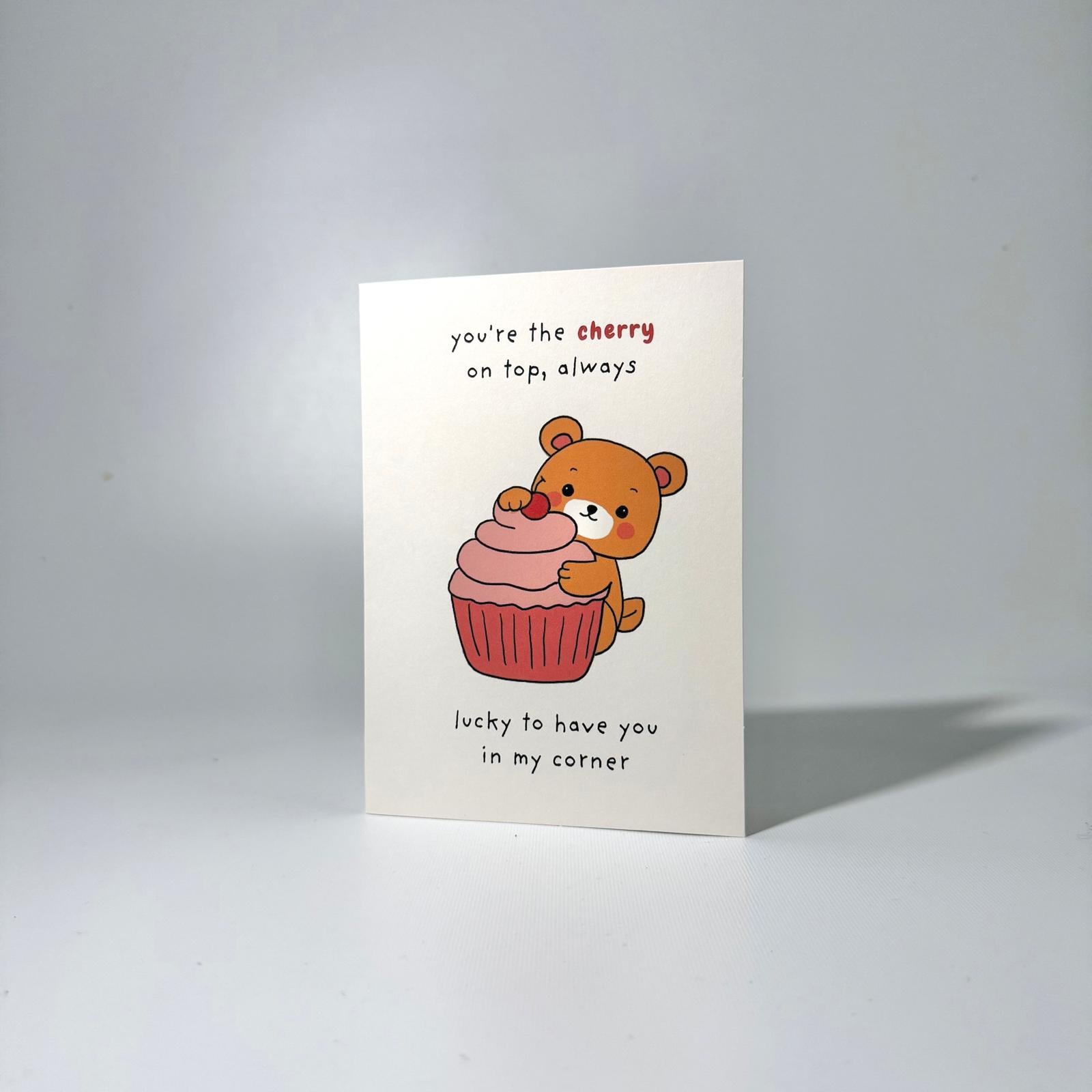Brown Cupcake Bear Friendship Greeting Card