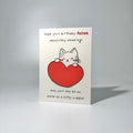 White Heart Cat Birthday Greeting Card