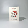 White Heart Balloon Cat Just Because Greeting Card
