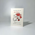 White Heart Balloon Cat Romance Greeting Card