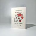 White Heart Balloon Cat Birthday Greeting Card