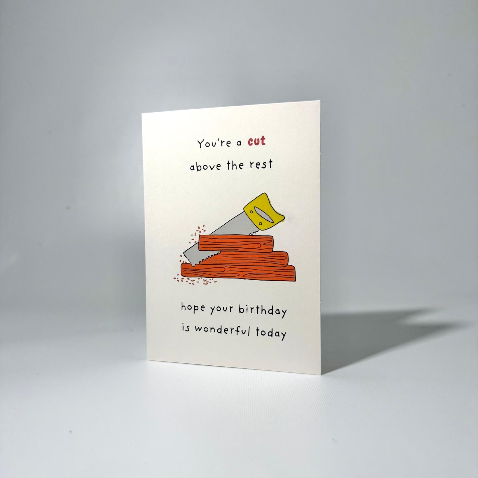 Yellow Wood Saw Birthday Greeting Card
