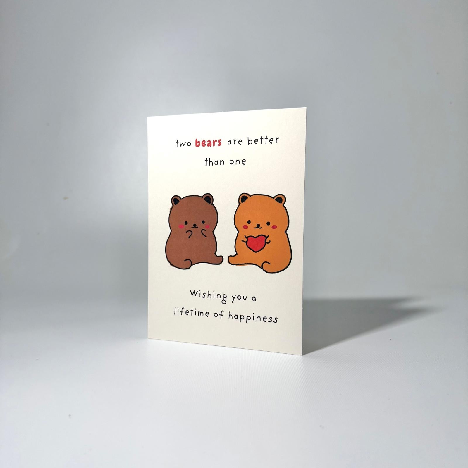 Heart Bears Duo Romance Greeting Card