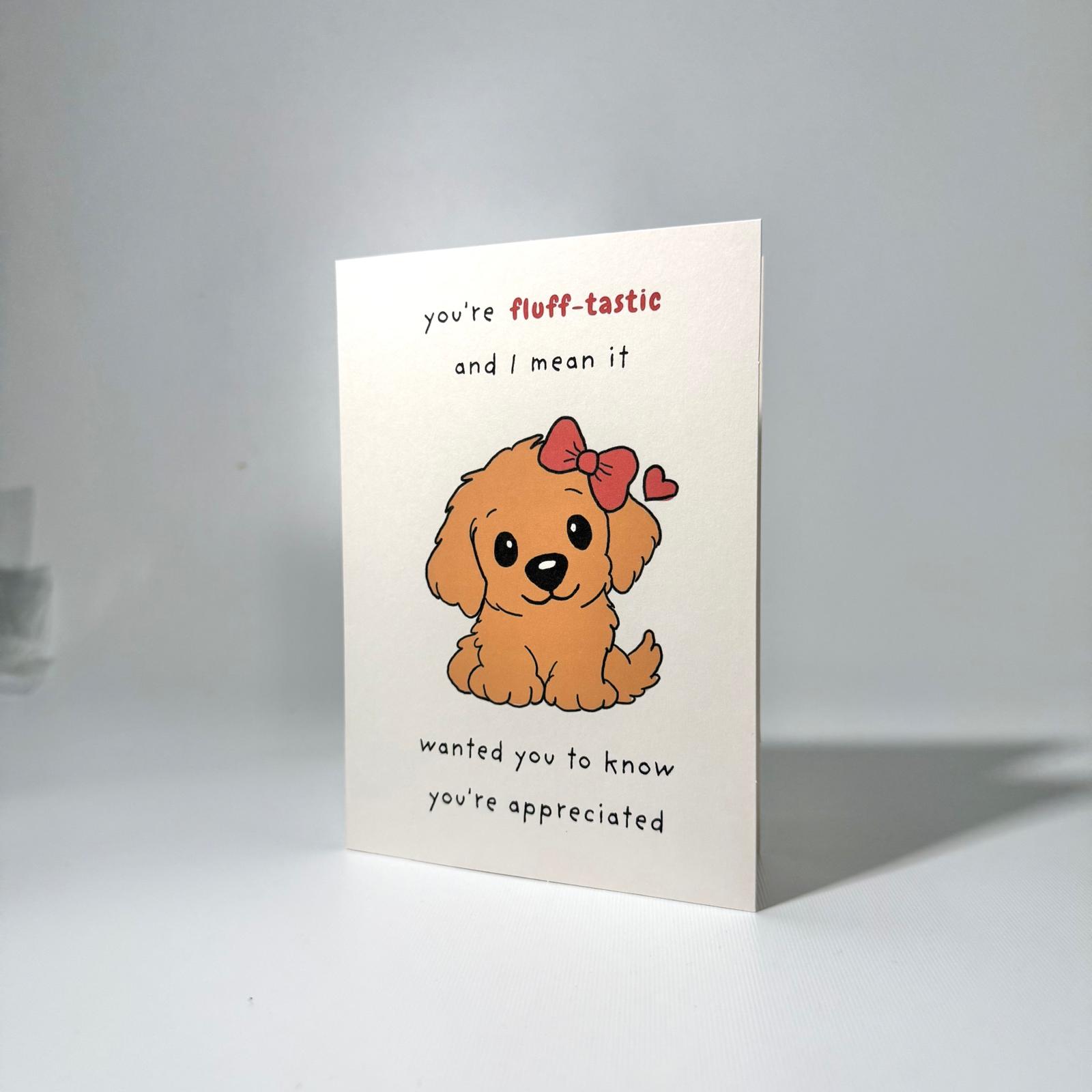 Pink Bow Pup Just Because Greeting Card