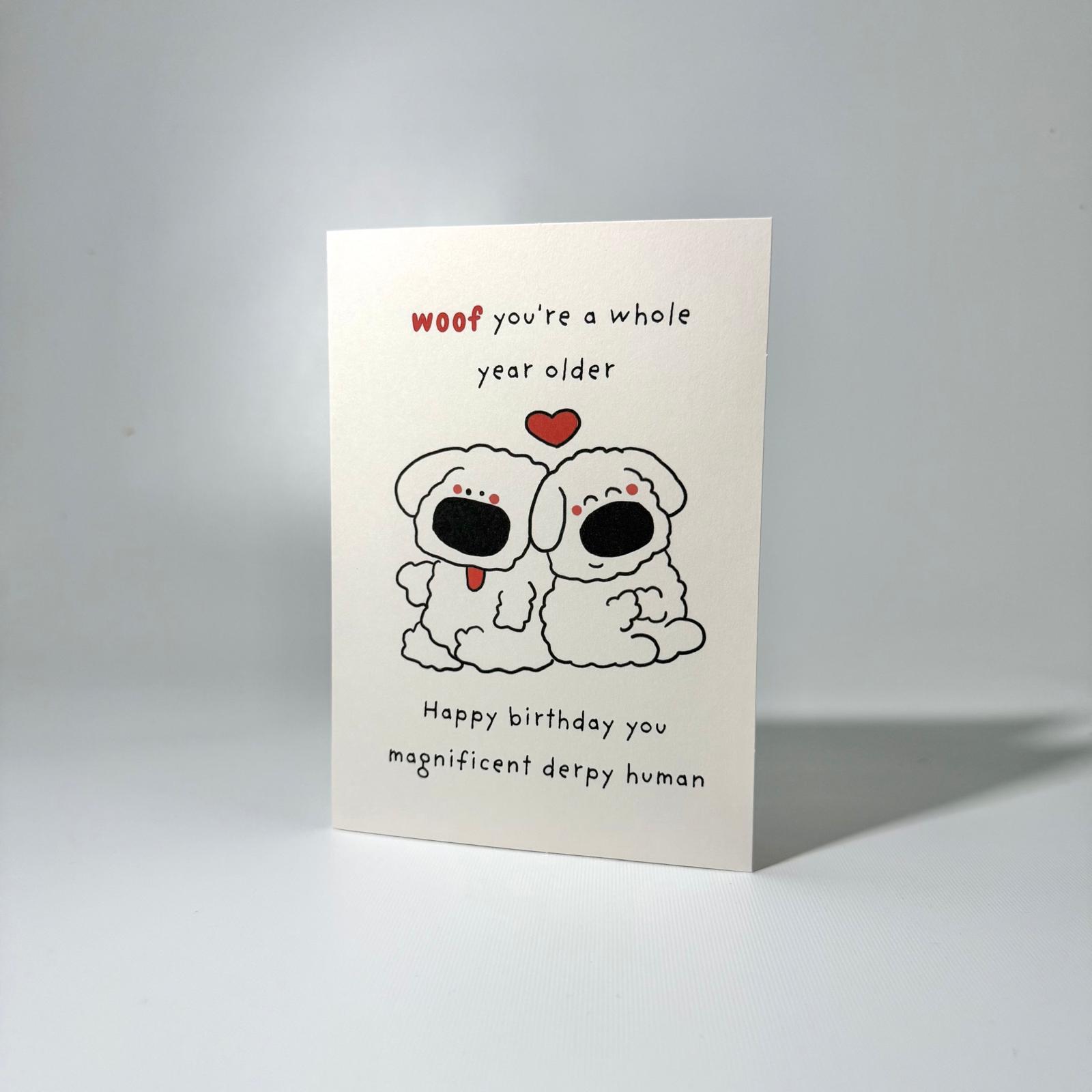 Fluffy White Pups Duo Birthday Greeting Card