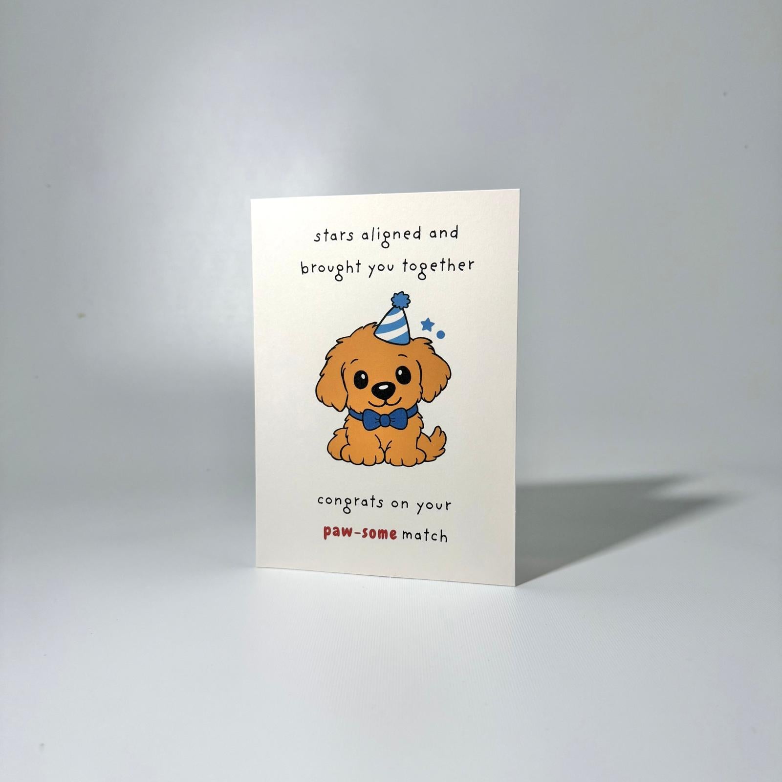 Blue Party Pup Romance Greeting Card