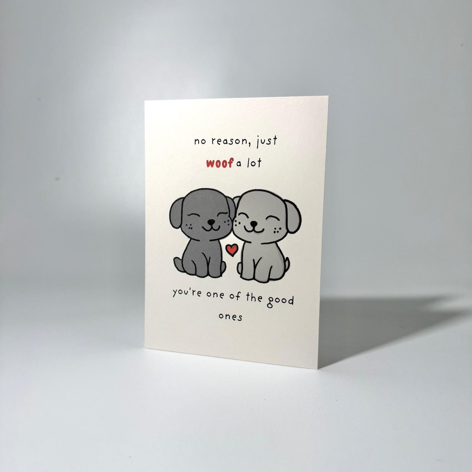 Grey Pups Pair Just Because Greeting Card
