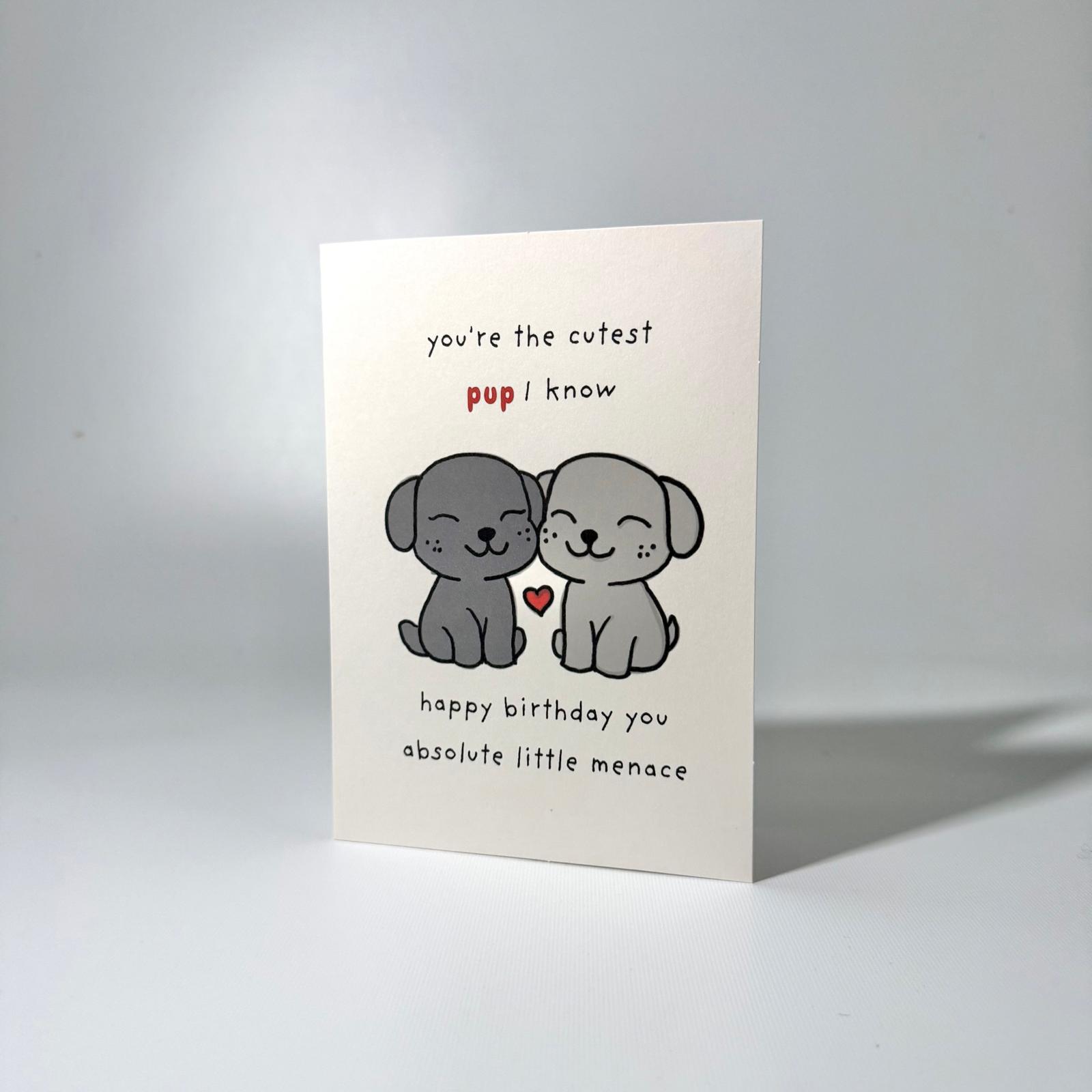 Grey Pups Pair Birthday Greeting Card