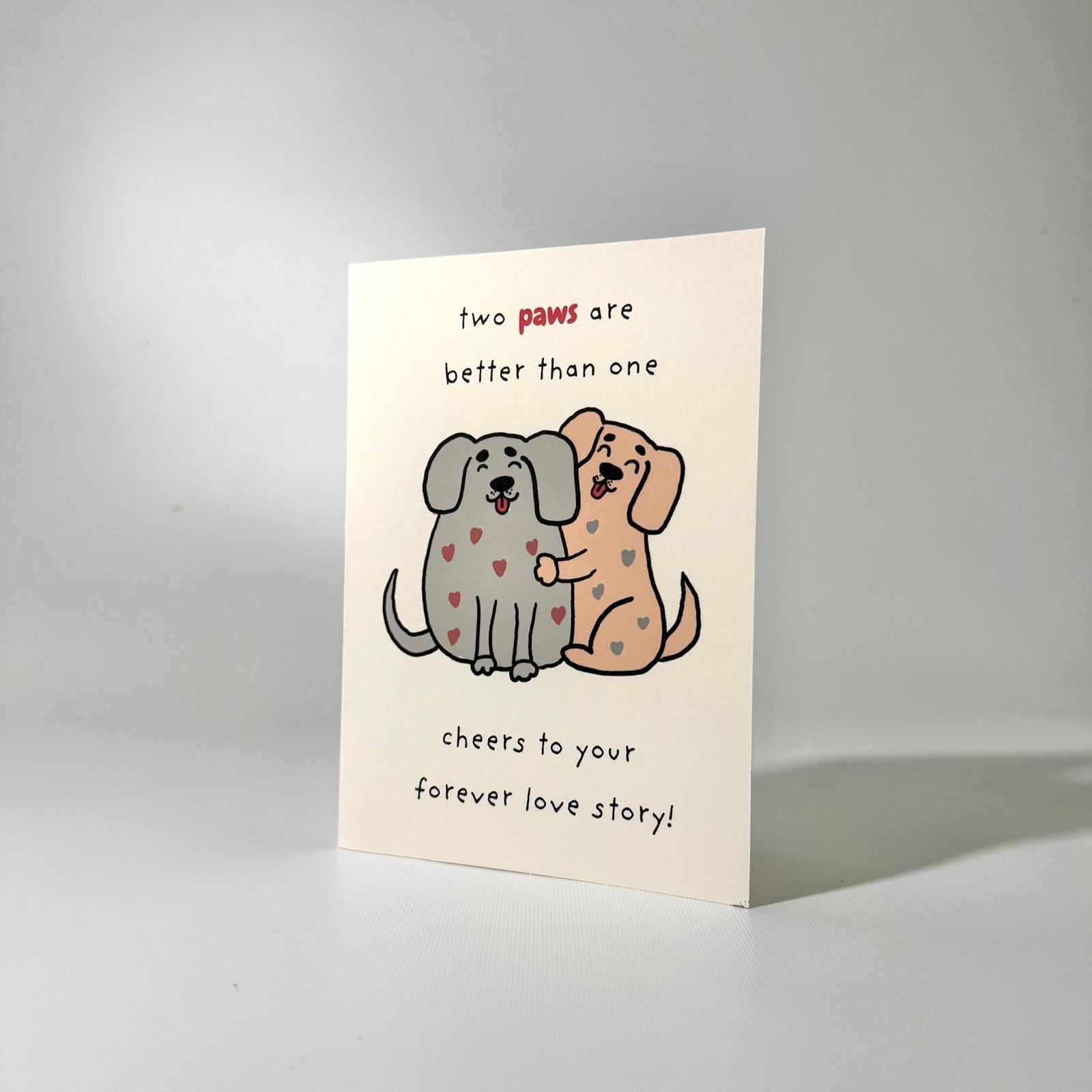 Heart Pups Duo Romance Greeting Card