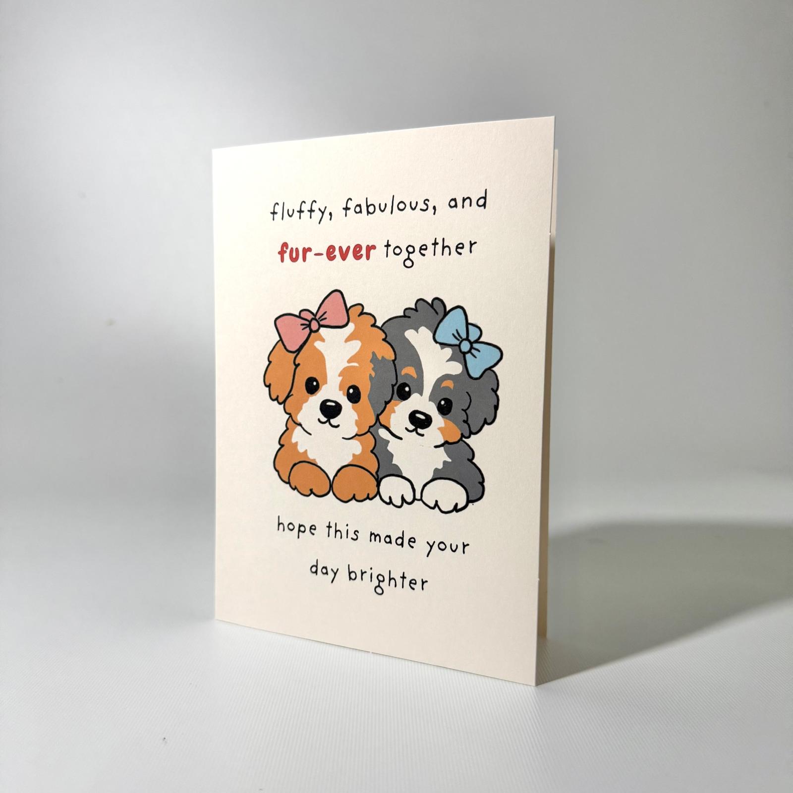 Bow Pups Duo Friendship Greeting Card